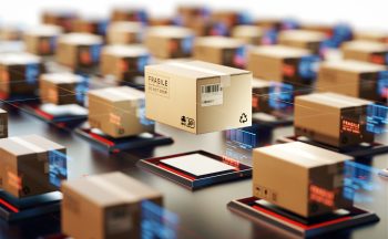 Packages are transported in high-tech Settings,online shopping,Concept of automatic logistics management. Packages are transported in high-tech Settings,online shopping,Concept of automatic logistics management.